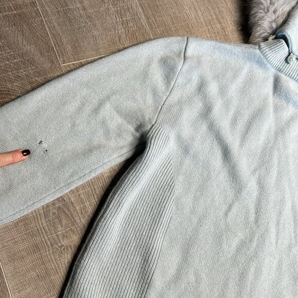 VINTAGE ST. JOHN SPORT 100% Cashmere Fur Trimmed Hooded Full Zip Sweater Size P - Picture 8 of 14